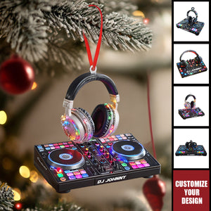 Personalized DJ Mixer with Headphones Christmas Ornament