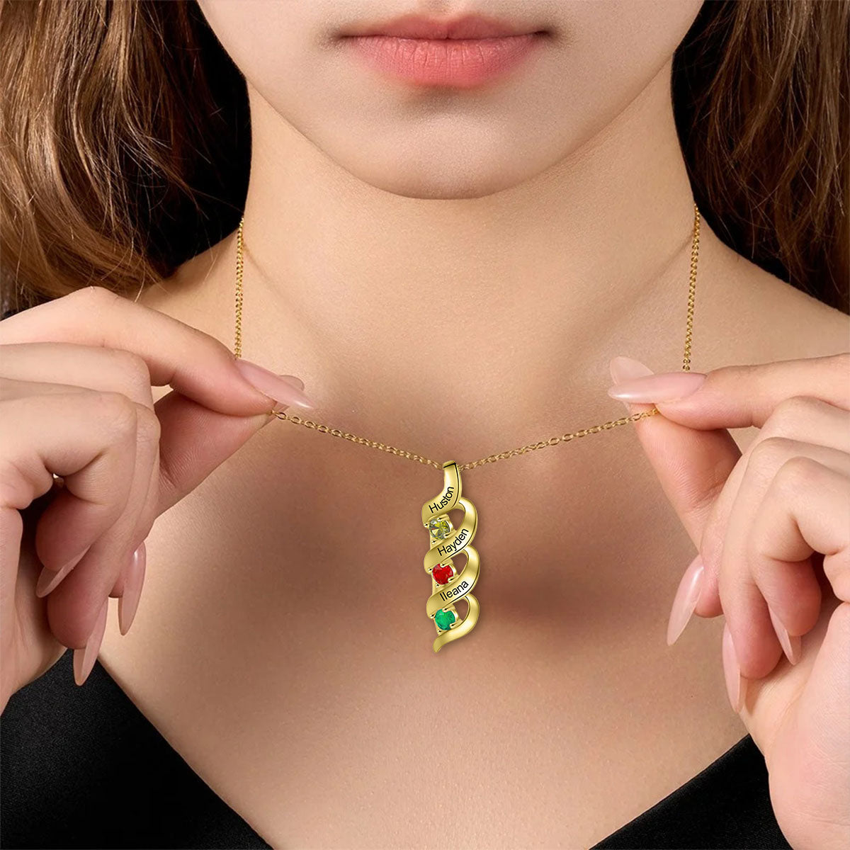 Personalized Twisted Birthstone Necklace, Mother's Day Gift