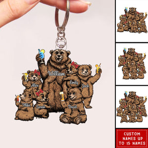 Papa Bear - Personalized Acrylic Keychain - Gift For Grandpa