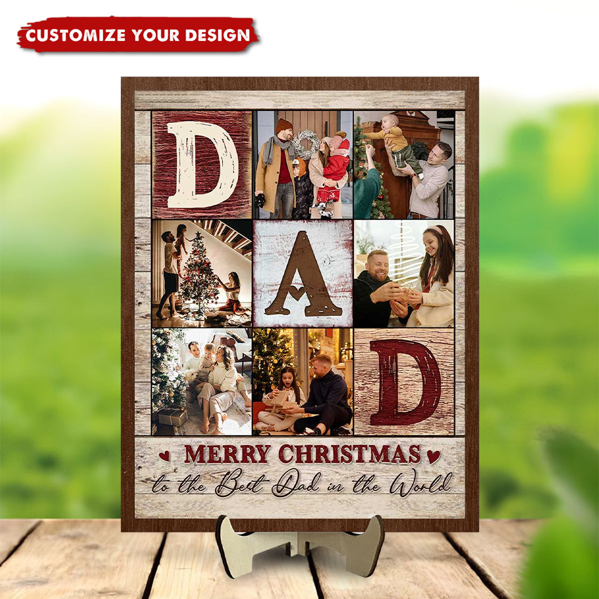 Personalized Dad Photo Collage 2-Layered Wooden Plaque-Father’s Day Gift
