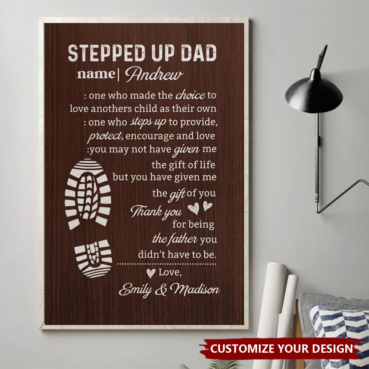 Personalized "Stepped Up Dad" Gallery Wrapped Poster - Father's Day Gift