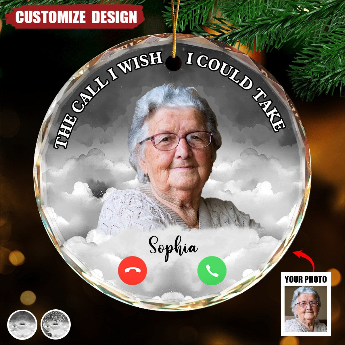 The Call I Wish I Could Make - Personalized Circle Glass Ornament- 2024 New Release