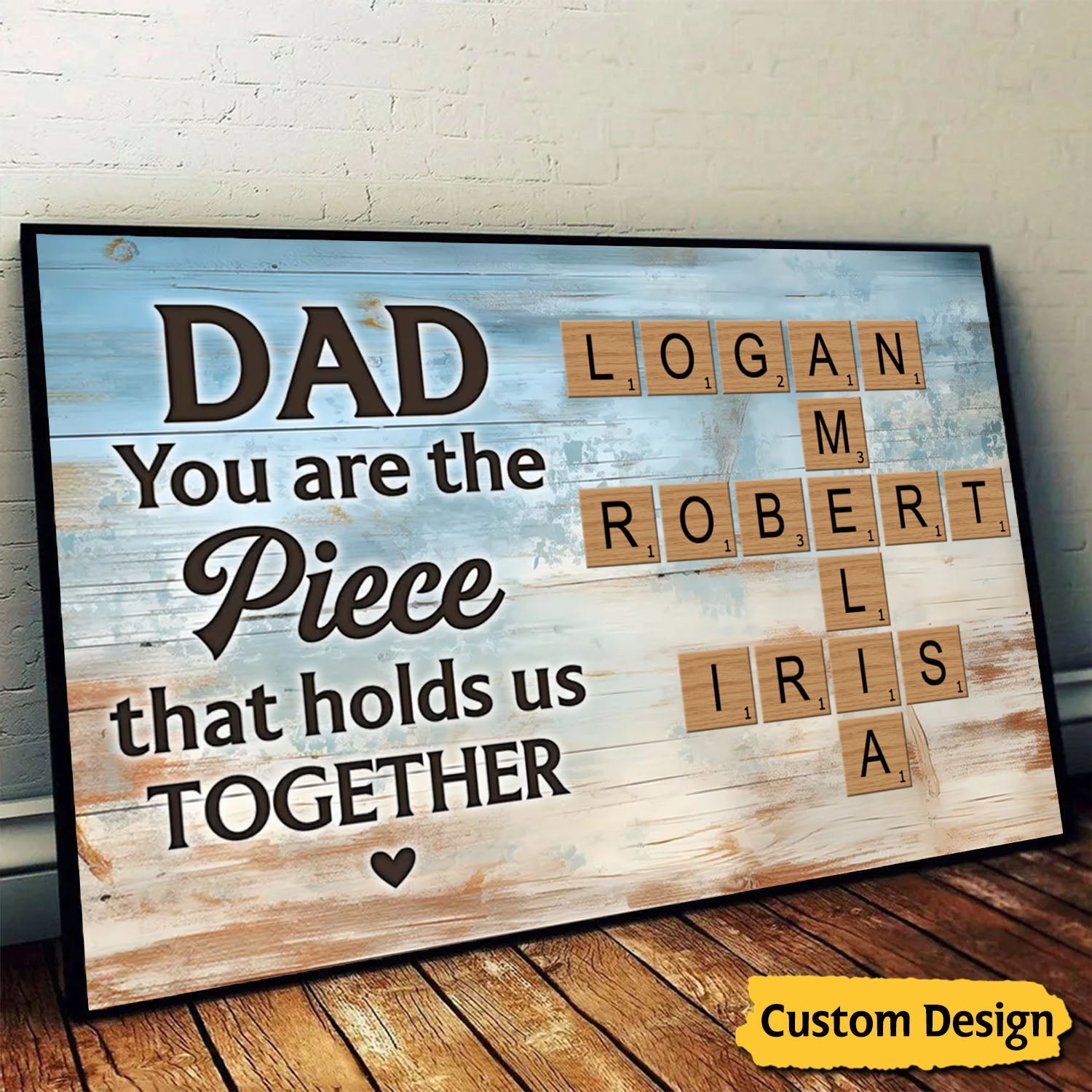 Dad You Are The Piece Crossword Puzzle Art Rustic Personalized Poster, Gift For Dad