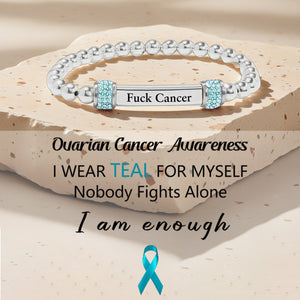 Ovarian Cancer Awareness-Teal Round Diamond Infinity Bracelet