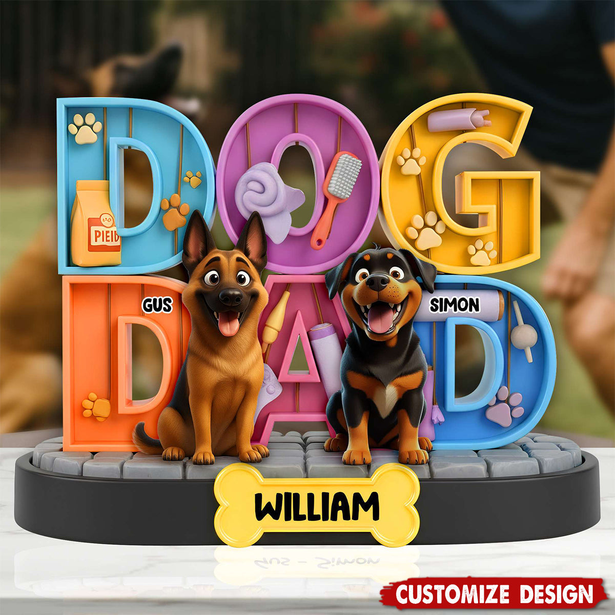 Adorable Dog Mom Dog Dad Acrylic Plaque - Personalized Gifts For Dog Lovers