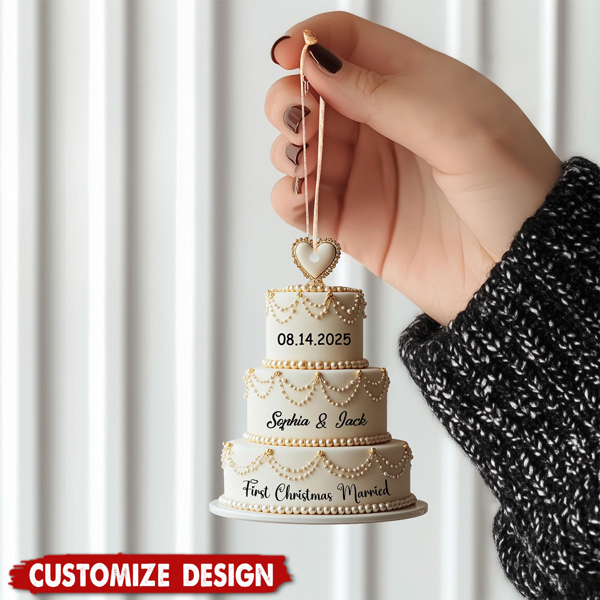 First Christmas Married Personalized Wedding Cake Ornament