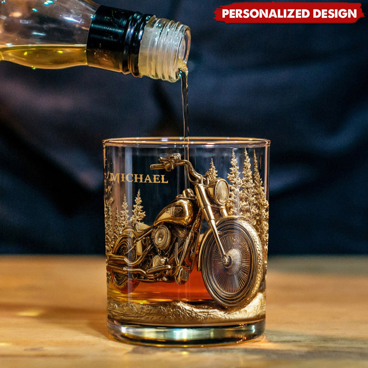 Never Underestimate An Old Man With His Motorcycle - Personalized Biker Whiskey Glass