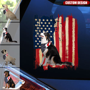 Personalized America dog flag printed decal -  gift for dog lovers