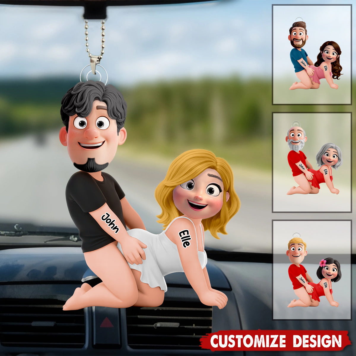 Naughty Personalized Couple Car Ornament - Gifts For Couple
