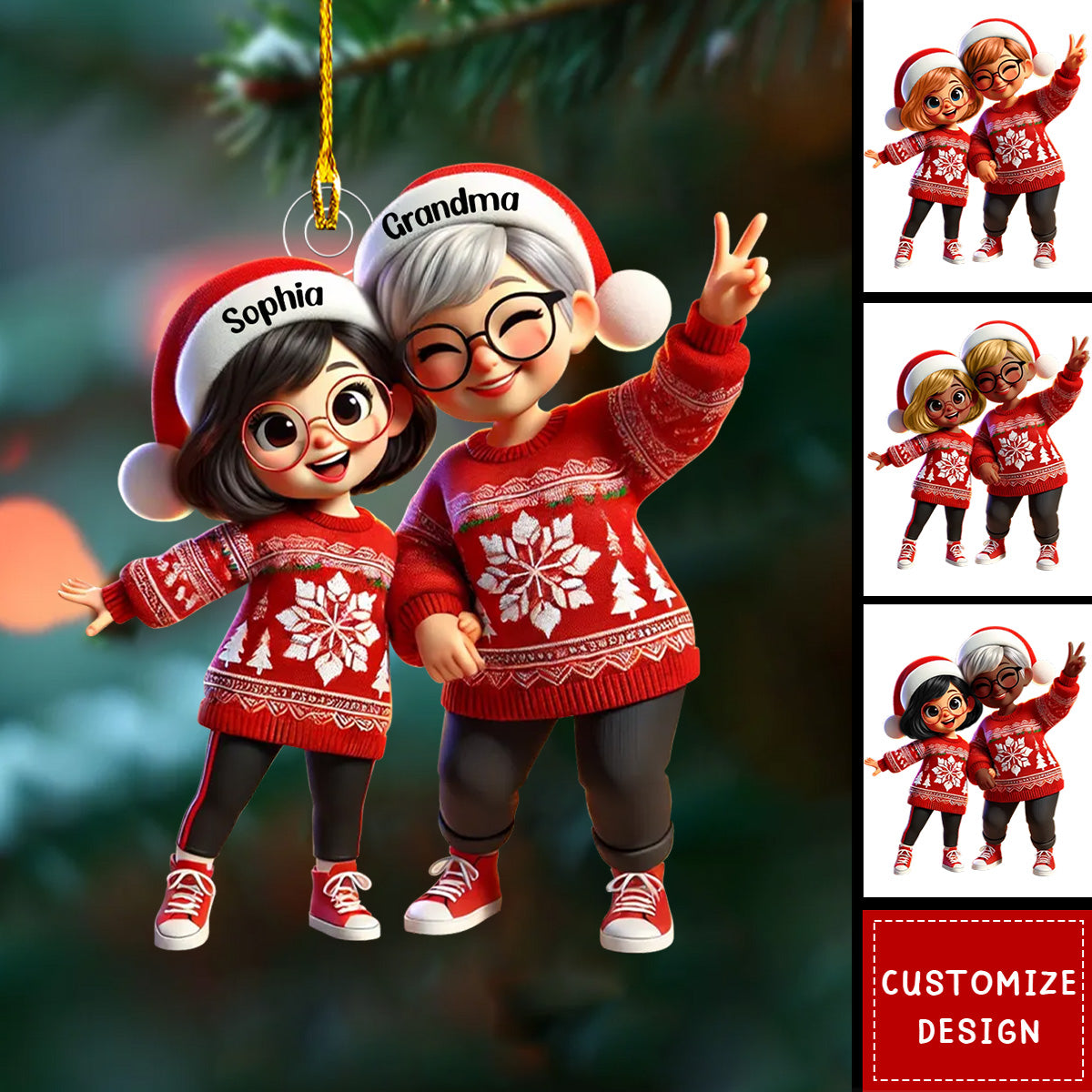 Happy Christmas Grandma Grandkids Personalized Acrylic Ornament