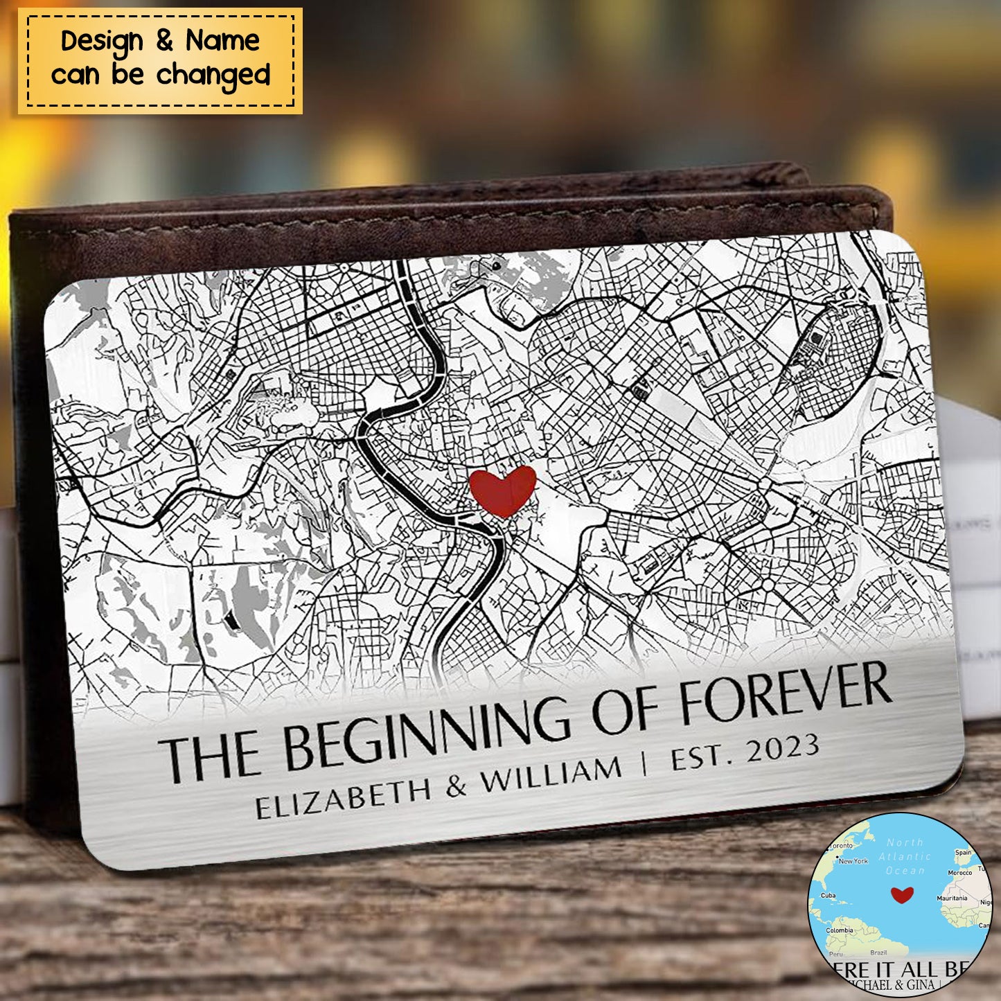 Where It All Began - Couple Personalized Custom Aluminum Wallet Card - Gift For Husband Wife, Anniversary