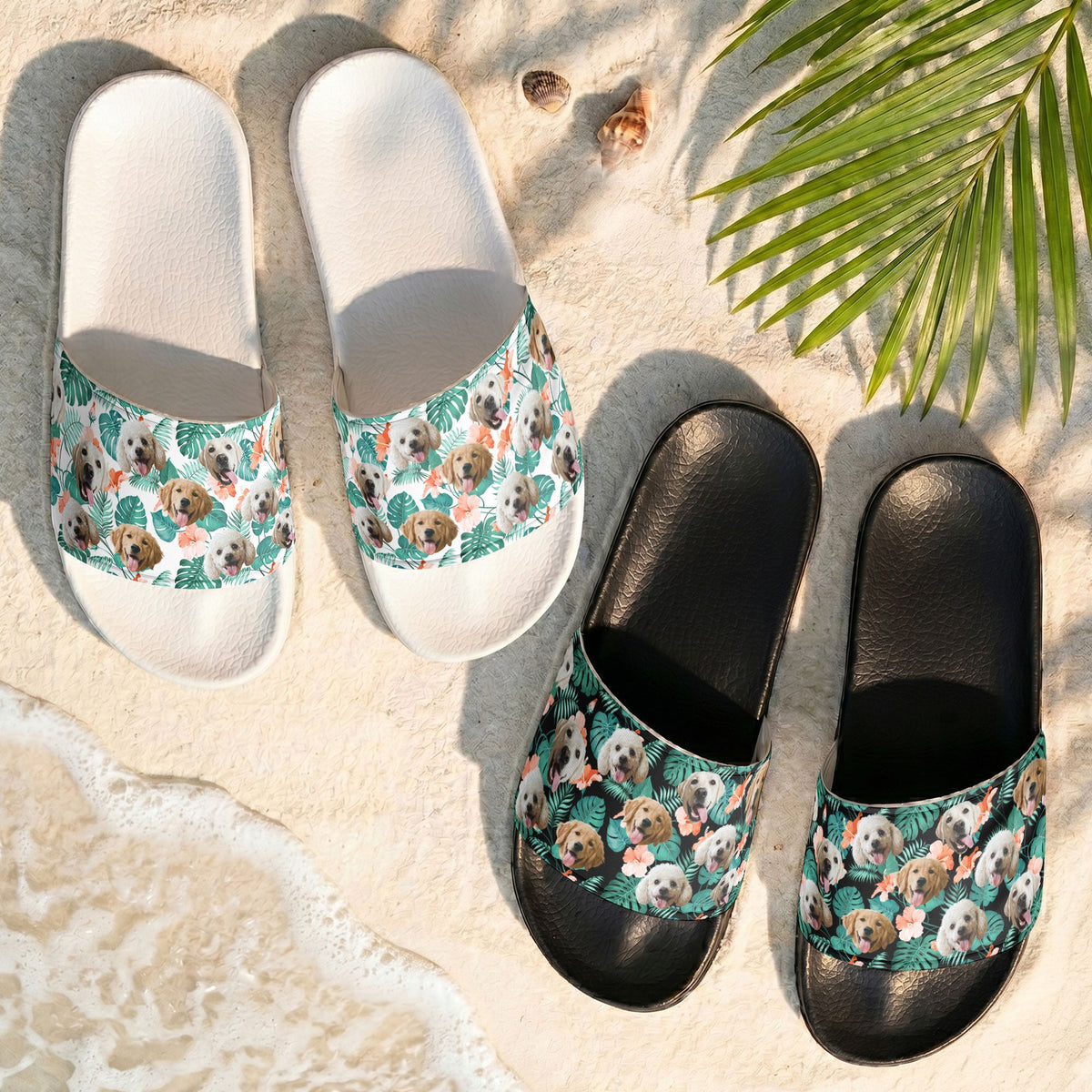 Custom Pet Face Hawaiian - Personalized Slide Sandals