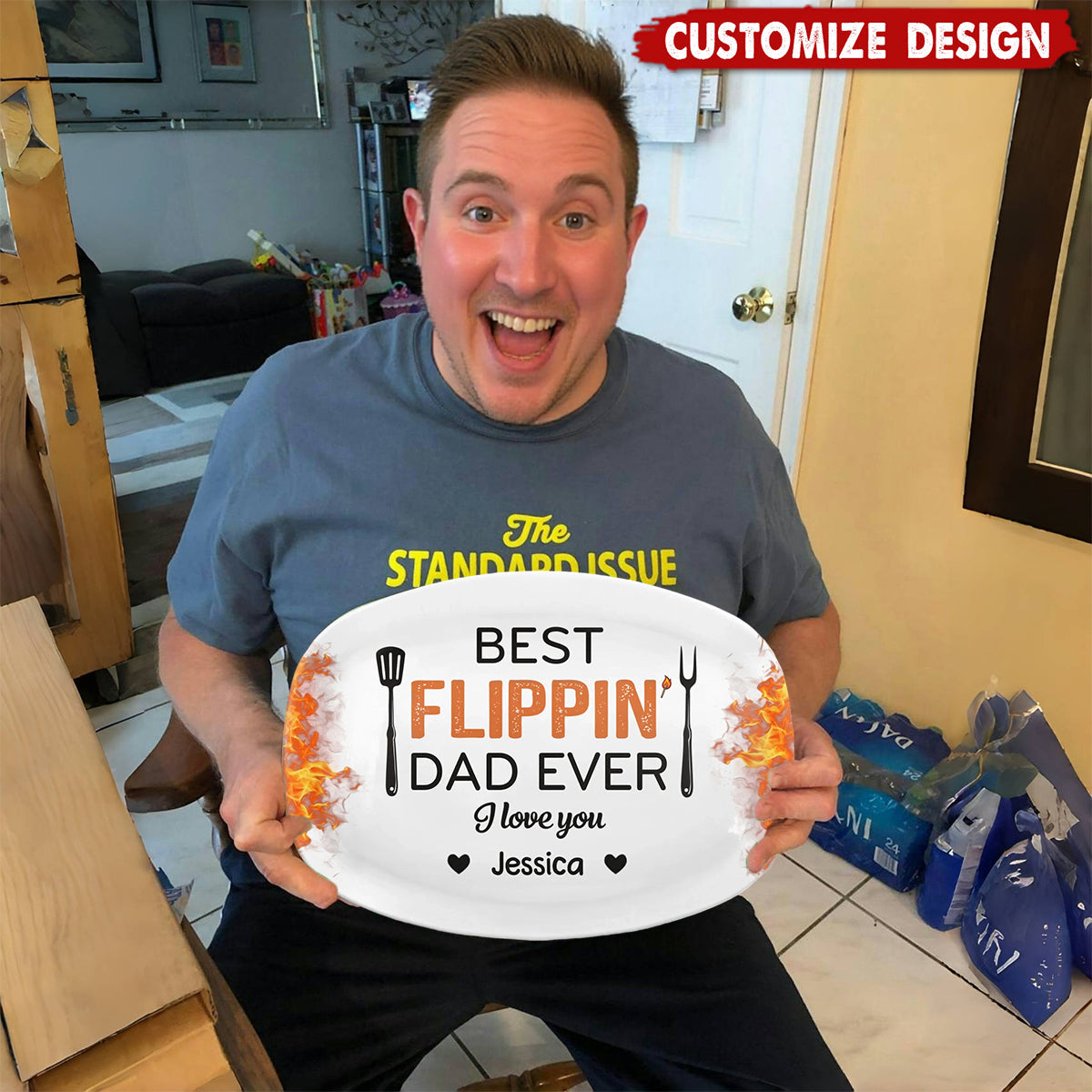 Best Flippin’ Dad Ever - Family Personalized Platter - Father's Day, Gift For Dad, Grandpa