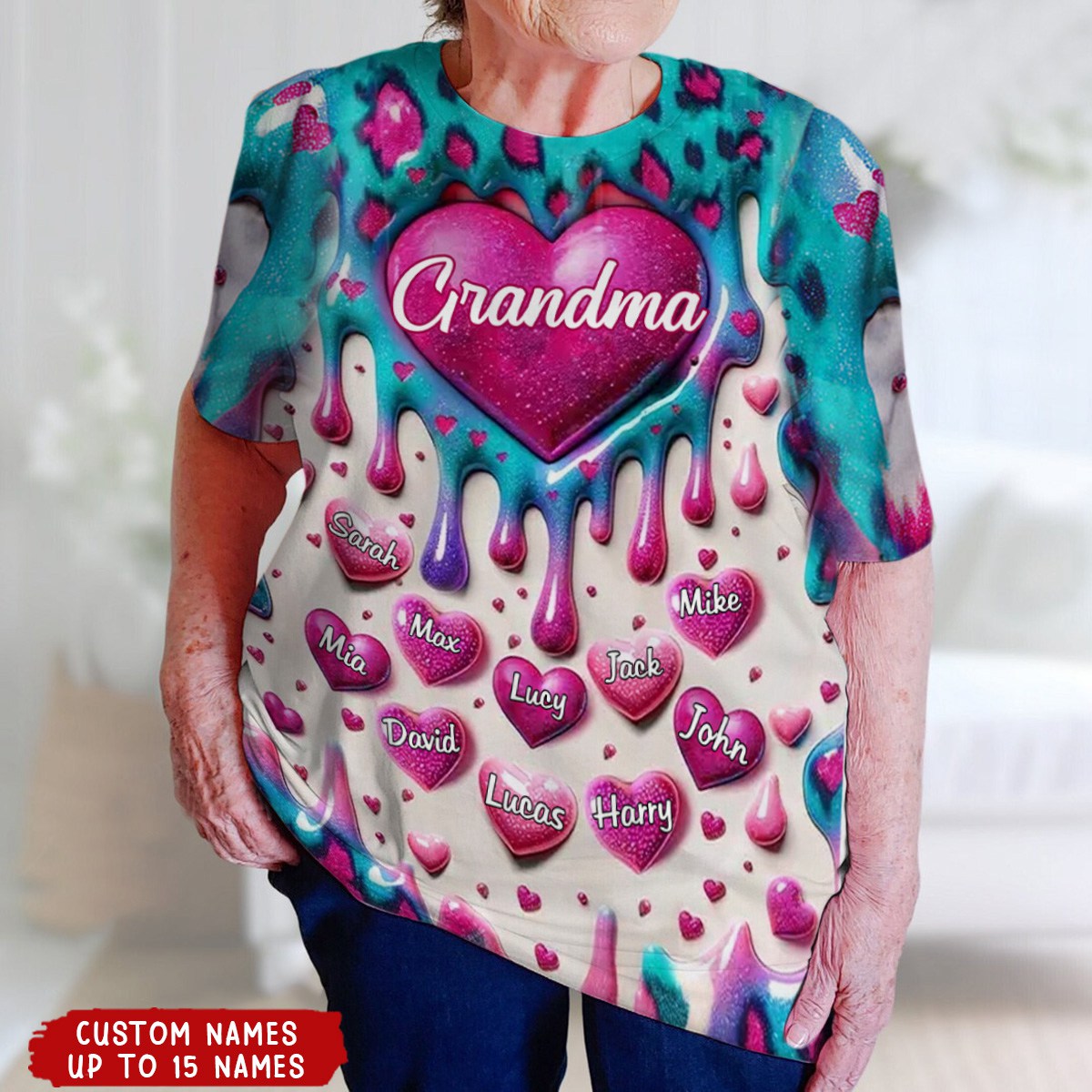Heart Inflated Effect Leopard Pattern Personalized 3D T-shirt