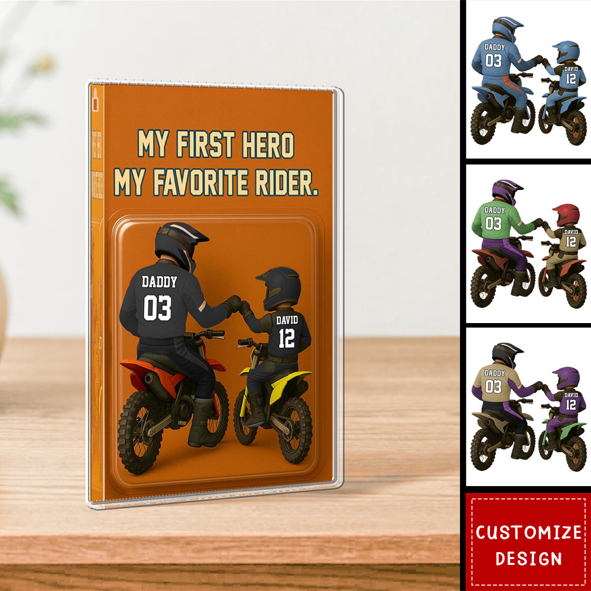 My First Hero-Personalized Dad and Son Motocross Acrylic Plaque