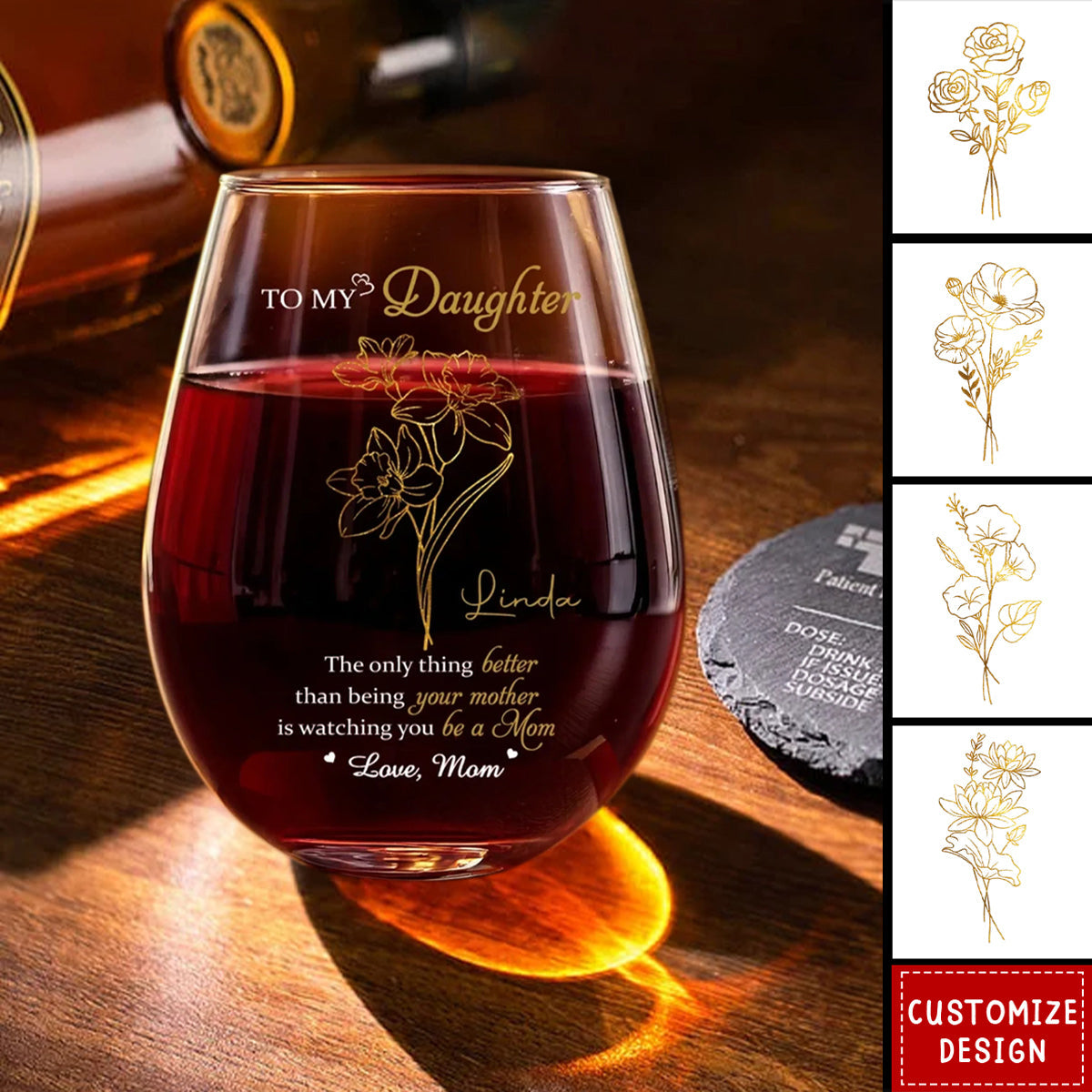 A Mother’s Love, Endless And True - Family Personalized Custom Wine Glass - Mother's Day, Gift For Mom, Daughter