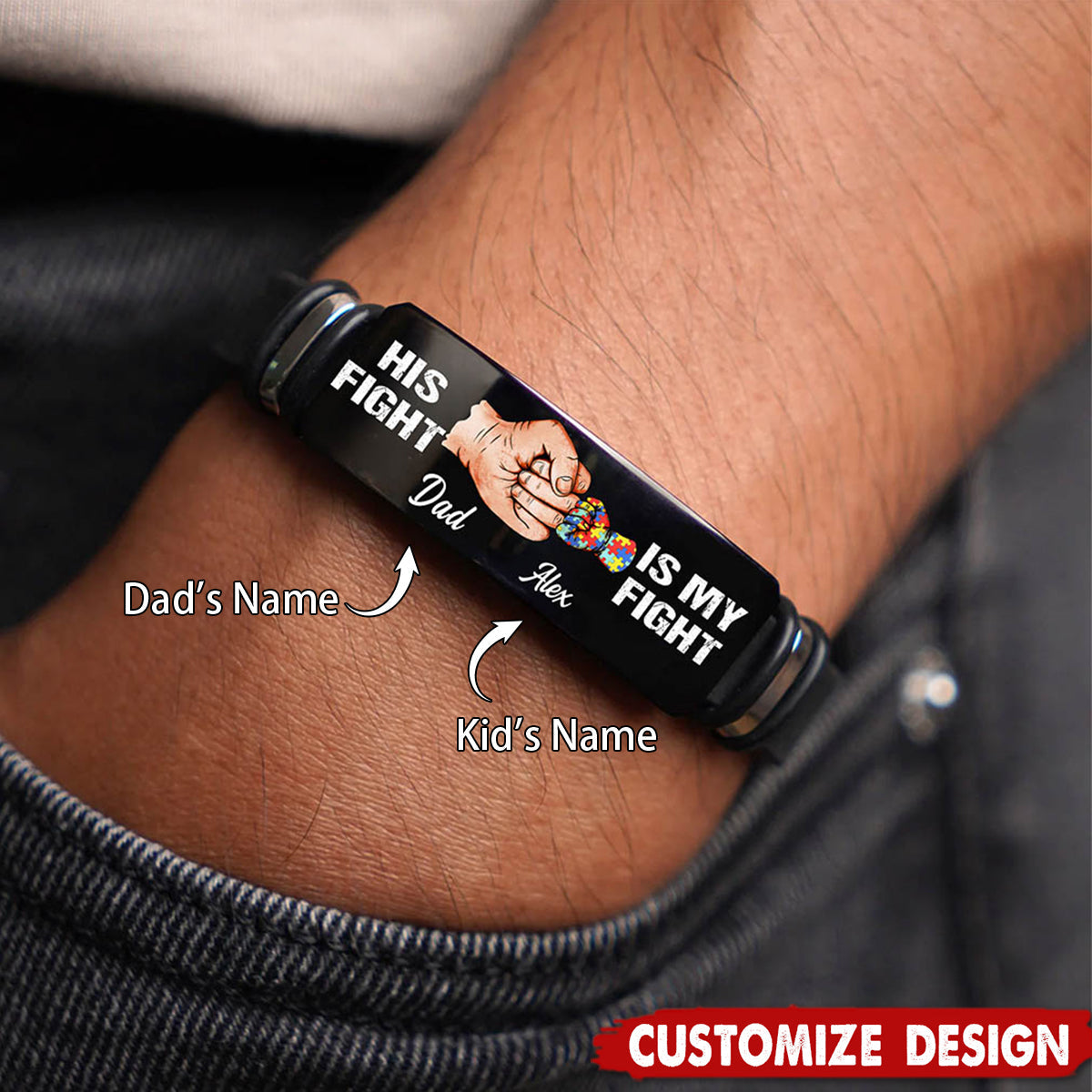 Personalized Autism Dad Bracelet-Gift For Autism Family,Father Day Gift