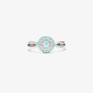 Ovarian Cancer Awareness-Teal Round Diamond Infinity Ring