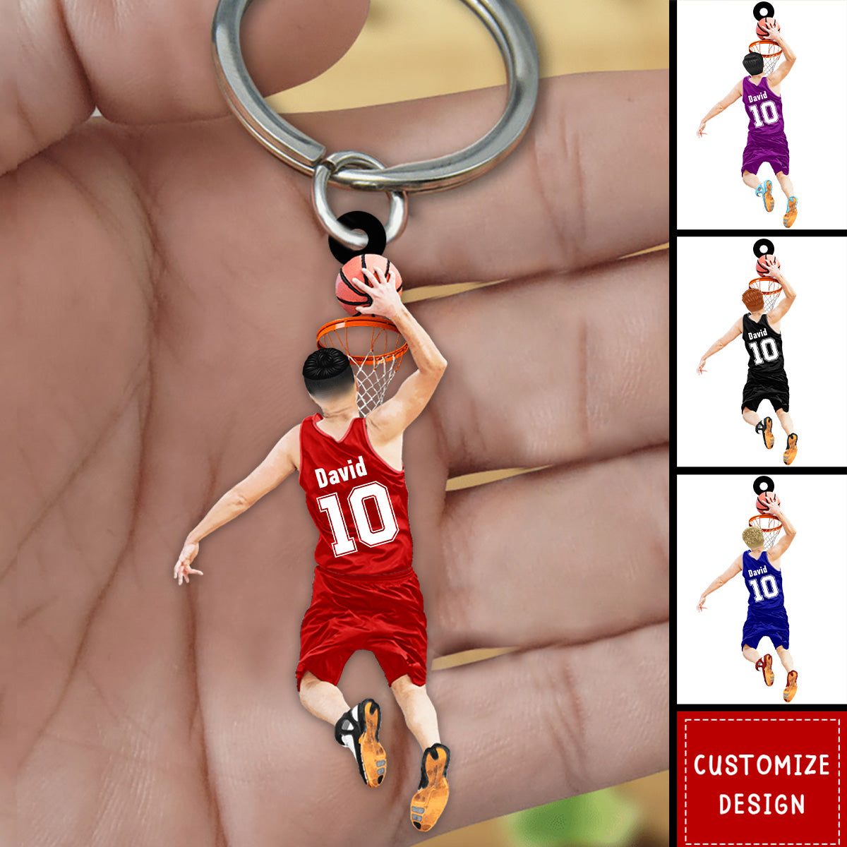 Personalized Basketball Player Jumping Dunking Keychain-Gift For Basketball Lovers