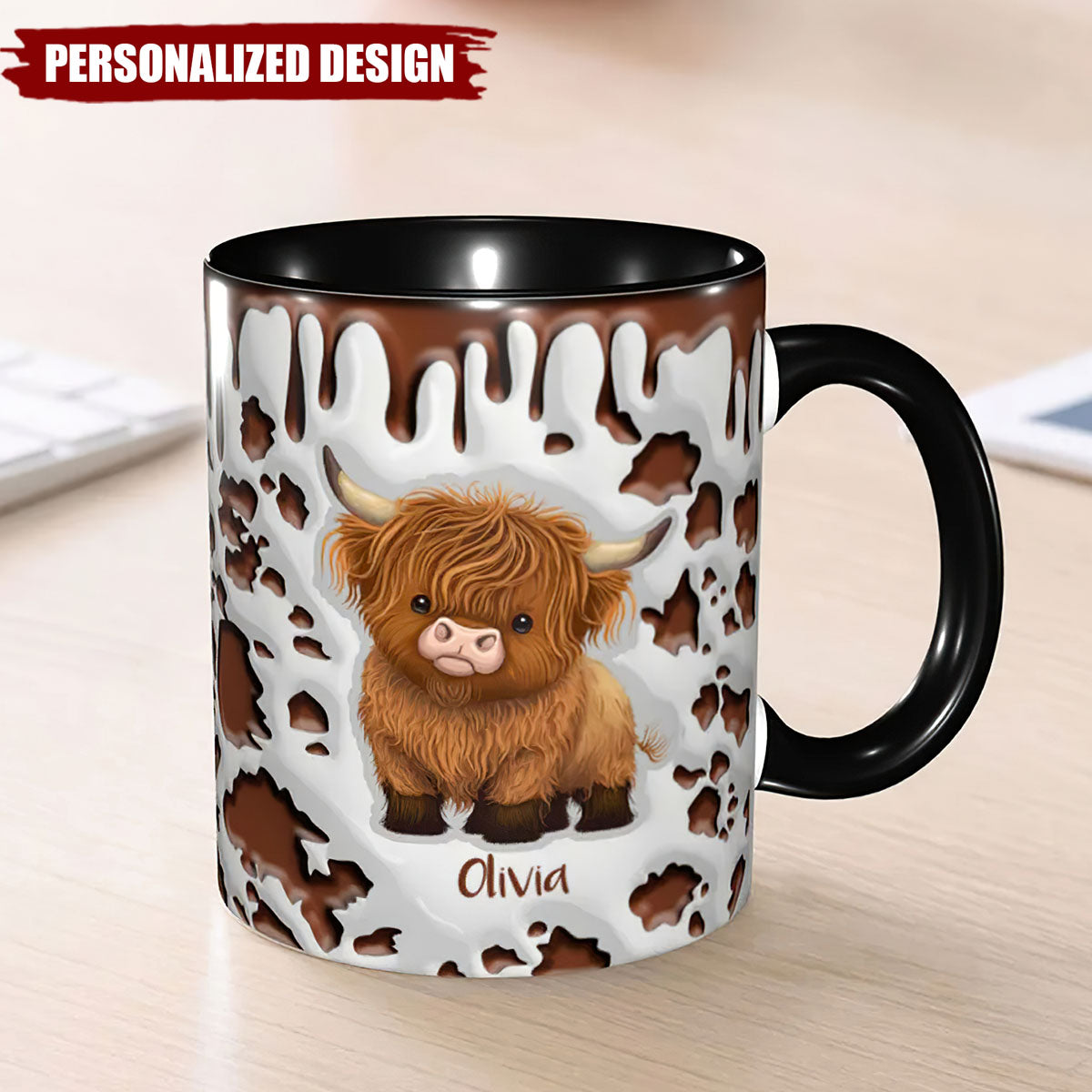 Personalized Cute Highland Cow Ceramic Mug-Gift for Highland Cow Lover