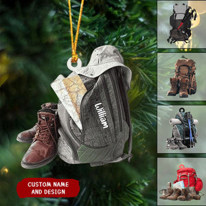 Personalized Hiking Christmas Ornament, Hiking Bag Ornament, Christmas Gift For Hiking Lovers, Xmas Tree Decor Gift For Camping Lover