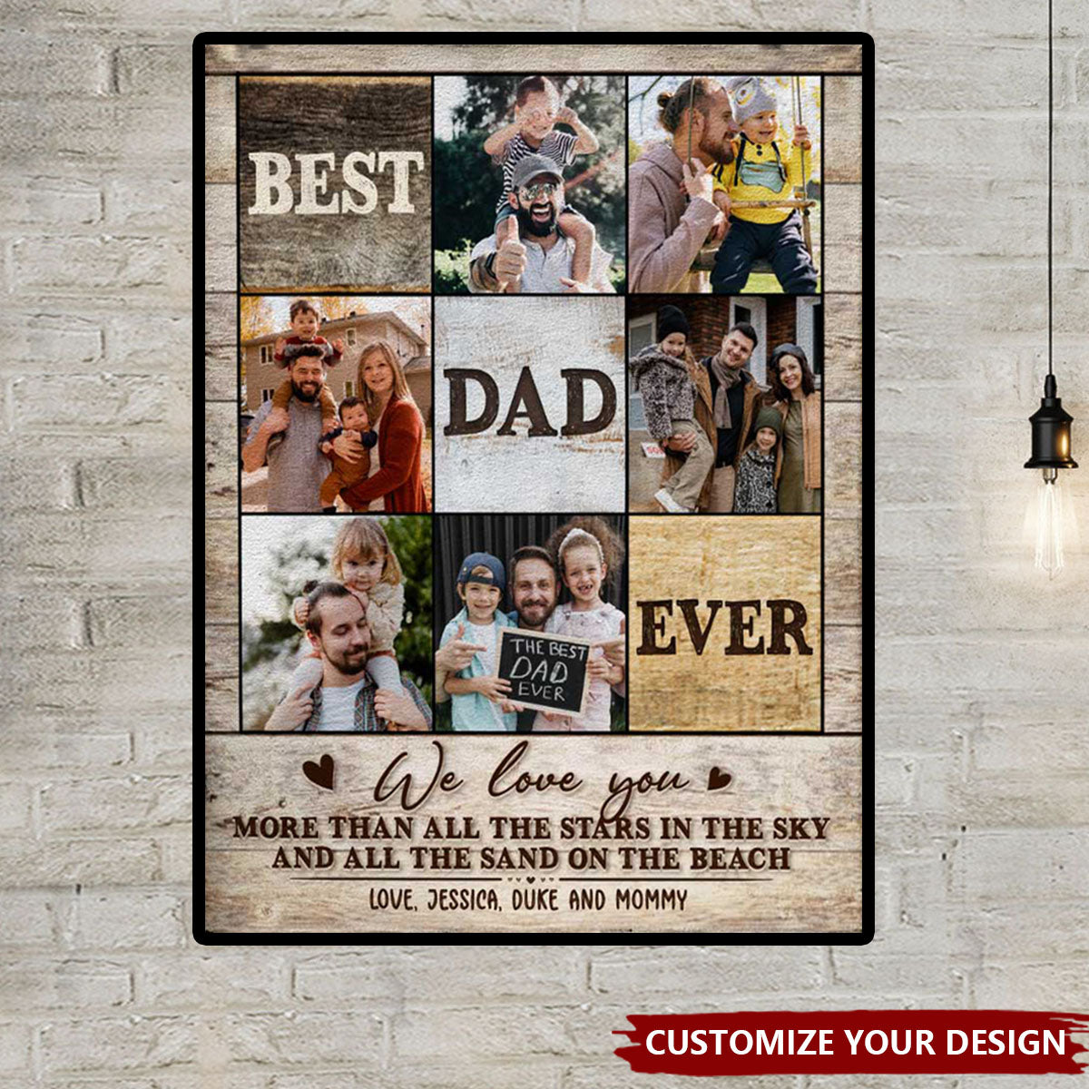 Personalized Best Dad Ever Photo Collage Canvas Poster, Gifts For Dad, Best Father’s Day Gifts 2025, Fathers Day Photo Gifts
