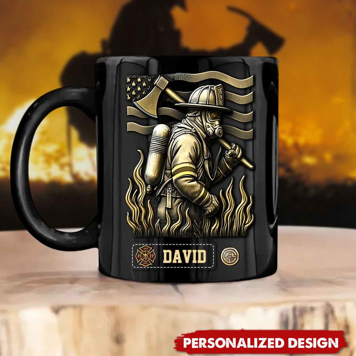Proud Firefighter-Personalized Firefighter Black Mug