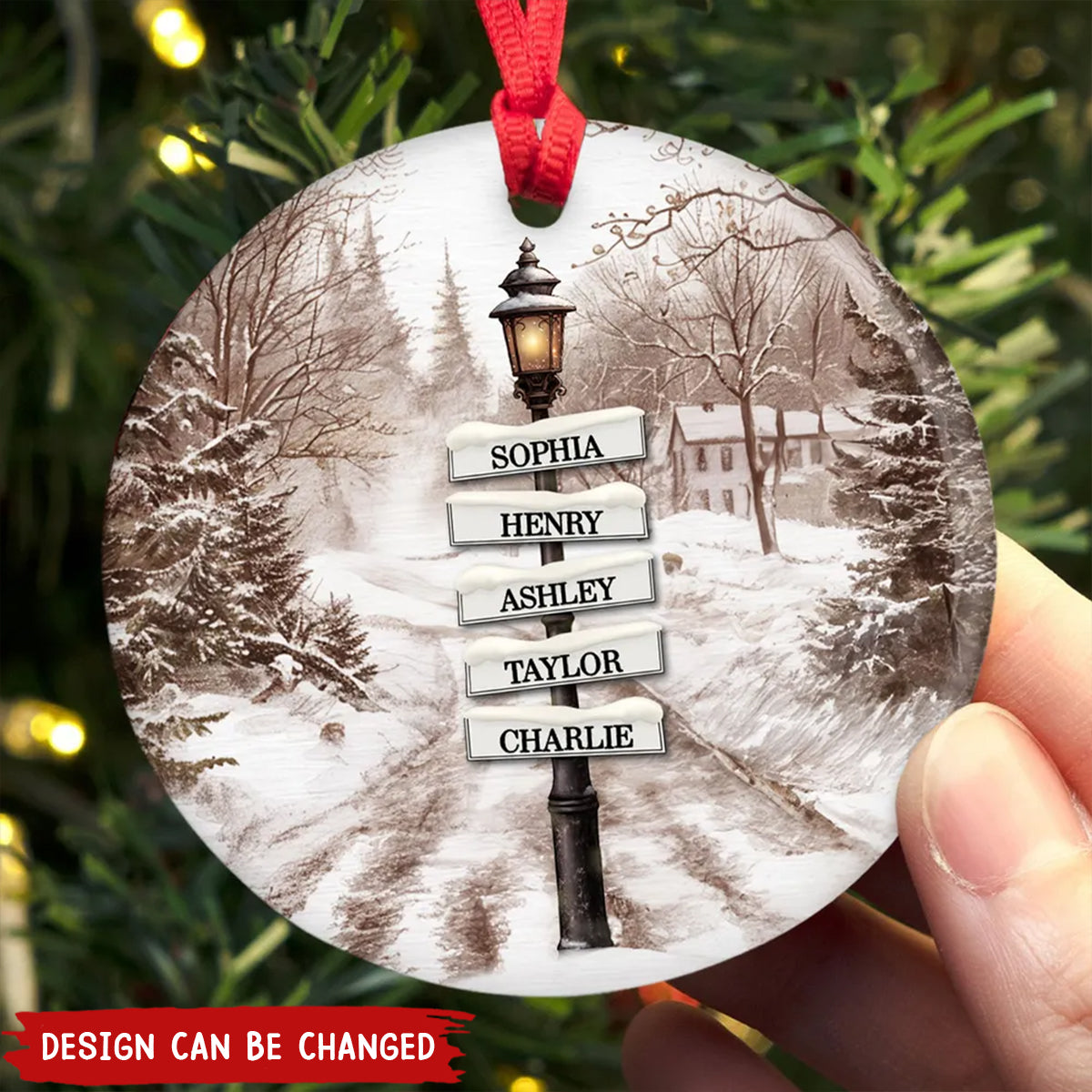 2024 New Release - Vintage Christmas Signpost Family Personalized Ceramic Ornament