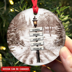 2024 New Release - Vintage Christmas Signpost Family Personalized Ceramic Ornament