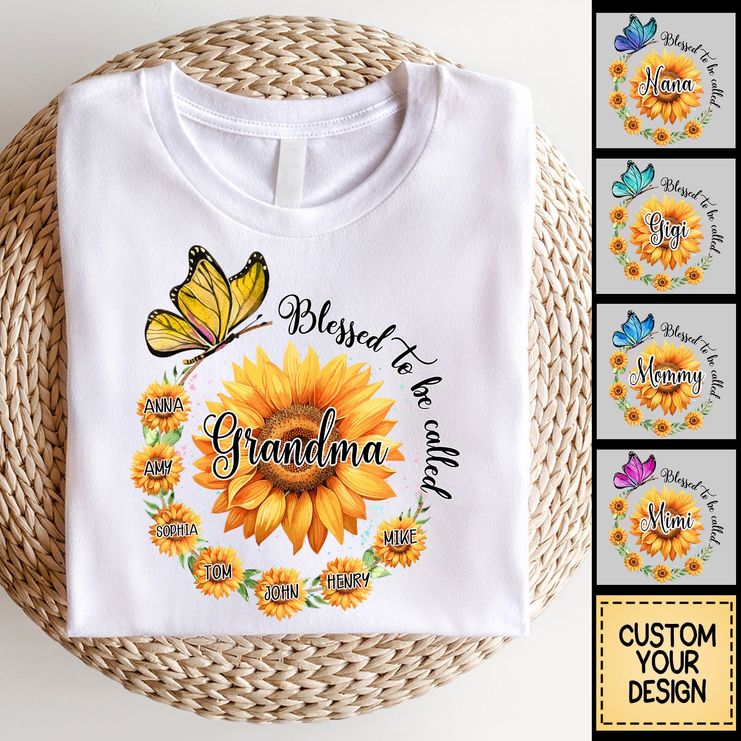 Blessed To Be Called Grandma Sunflower - Personalized Shirt