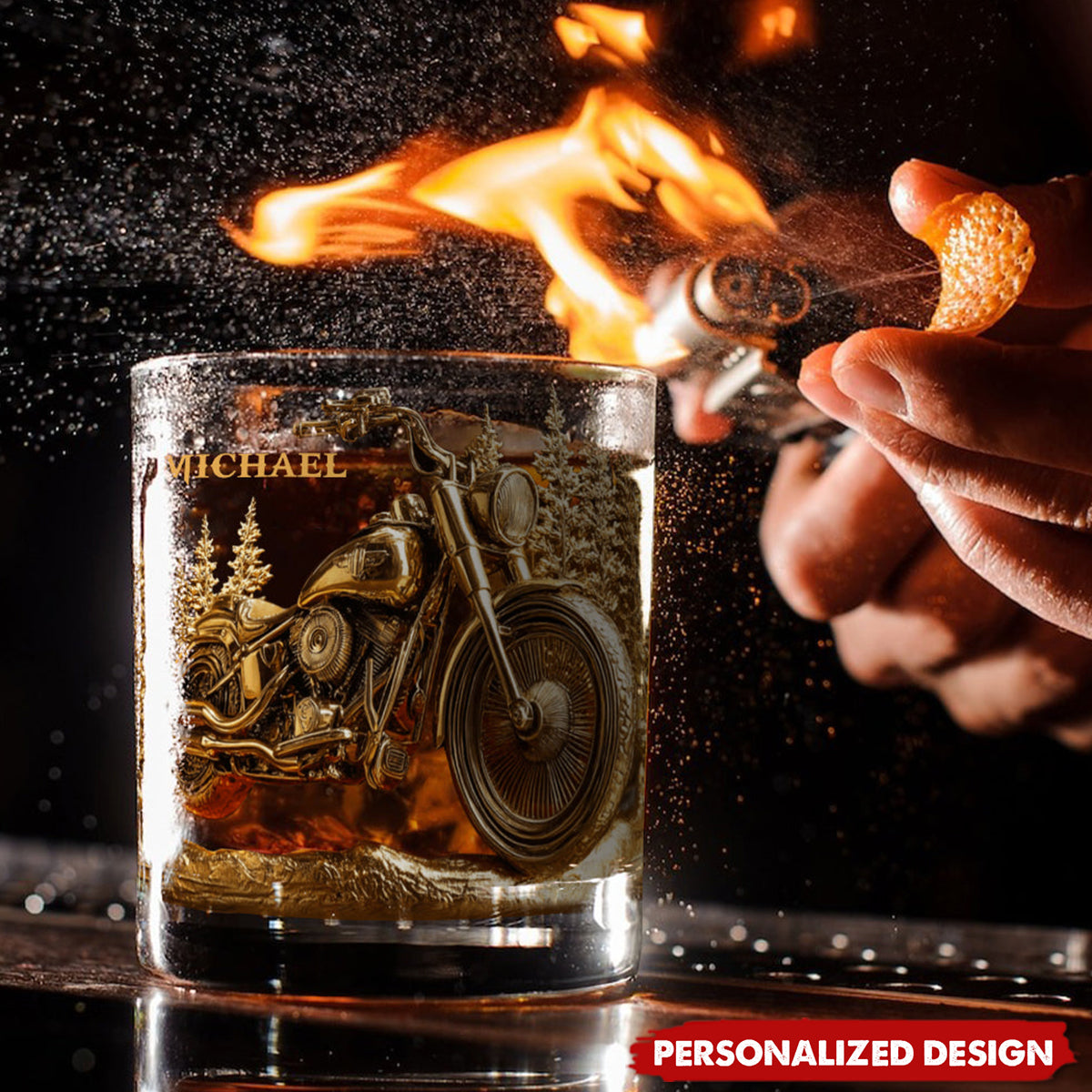 Never Underestimate An Old Man With His Motorcycle - Personalized Biker Whiskey Glass