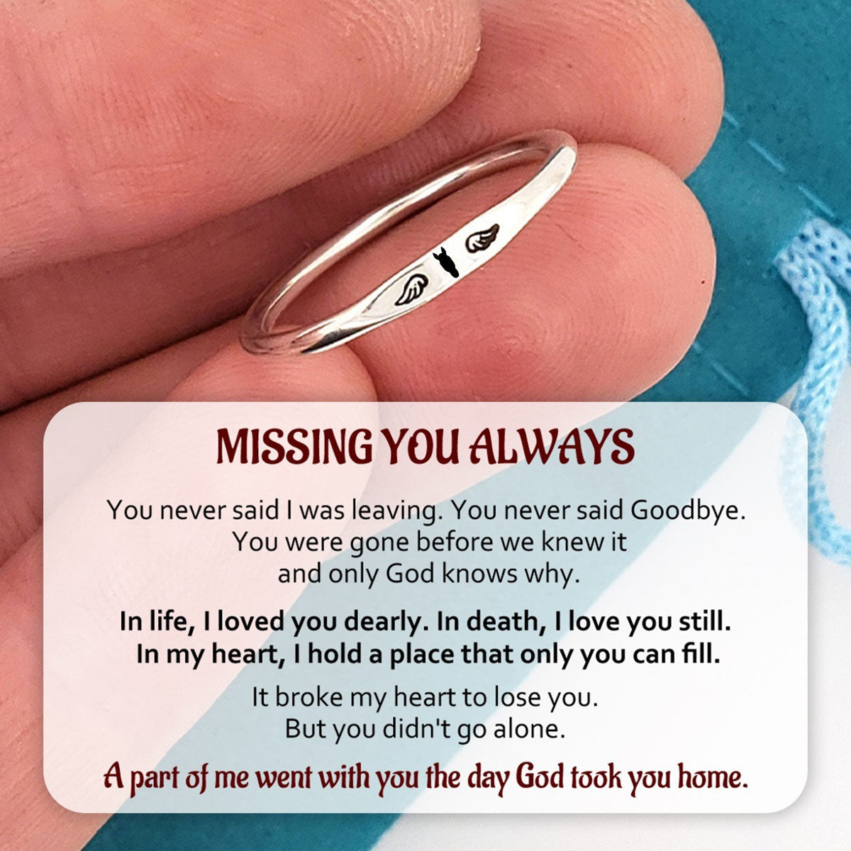 FOR MEMORIAL My Horse Angel is Always Near By-Personalized Horse With Wings Ring