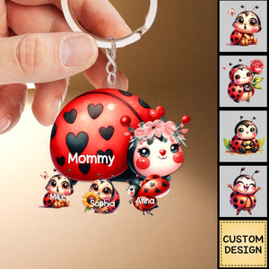 Grandma/Mama Bugs With Little Kids - Personalized Acrylic Keychain - Gift For Mom, Grandma