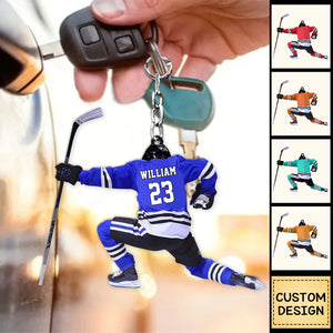 Personalized hockey keychain for hockey players