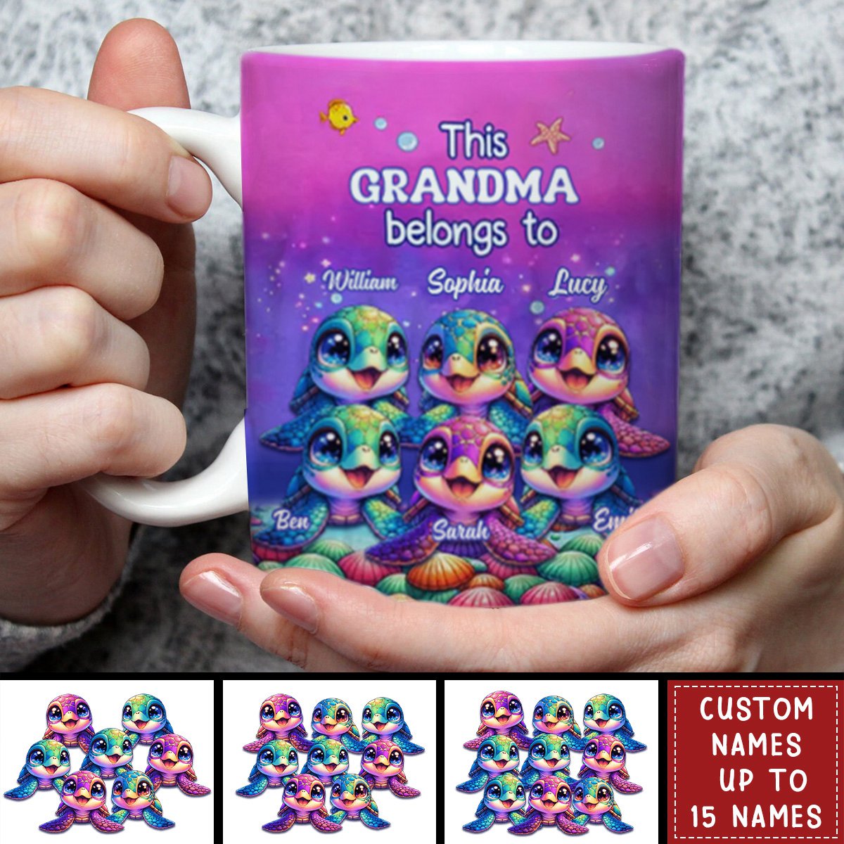 This Grandma belongs to Colorful Turtle Personalized Mug - Gift For Mother's Day
