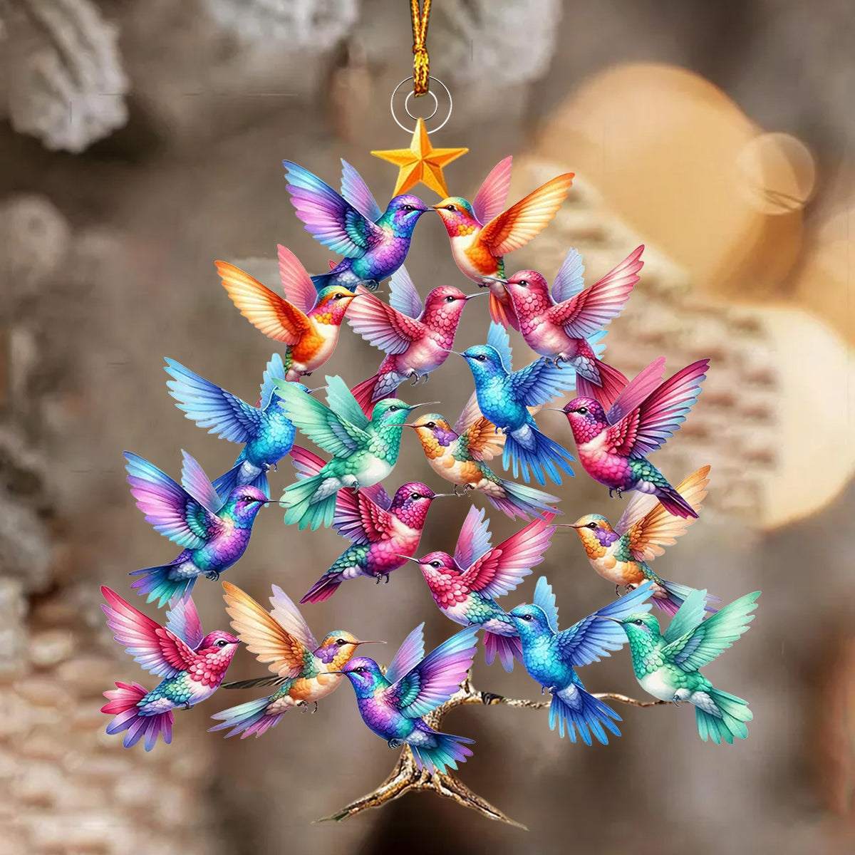 Colorful Hummingbird Christmas Tree Ornament, Gift For Bird Lovers-2024 New Release