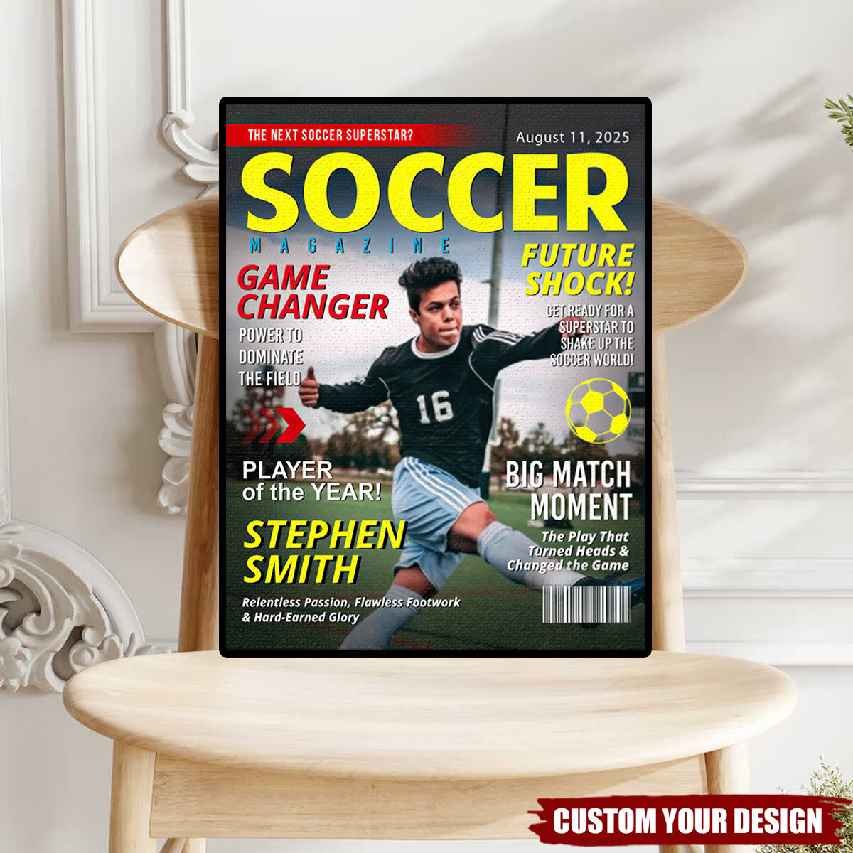Personalized Soccer Magazine Cover Poster - Soccer Lovers Gift