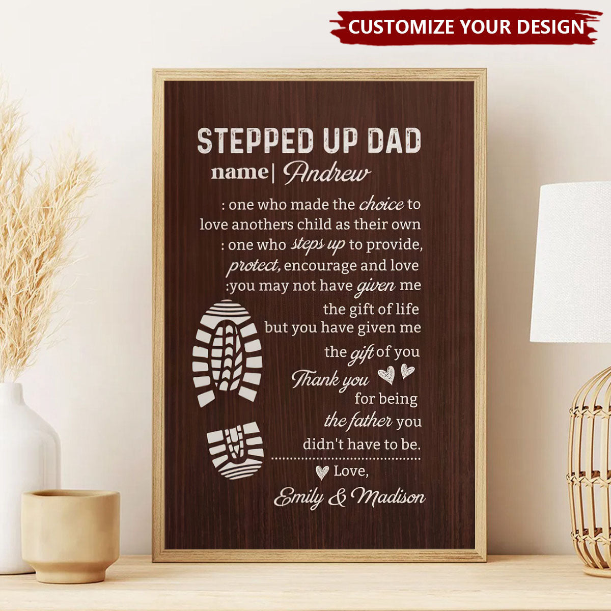 Personalized "Stepped Up Dad" Gallery Wrapped Poster - Father's Day Gift