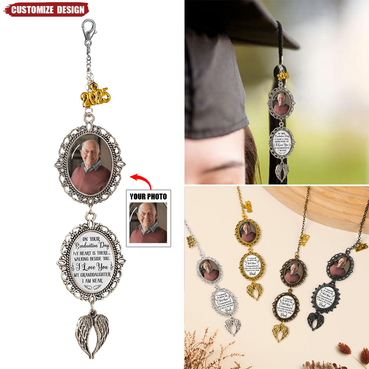 Personalized Class Of 2025 Graduation Tassel Photo Charm