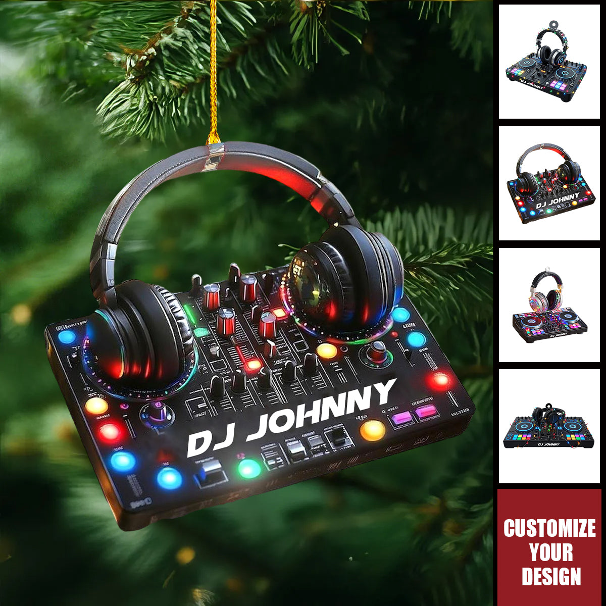 Personalized DJ Mixer with Headphones Christmas Ornament