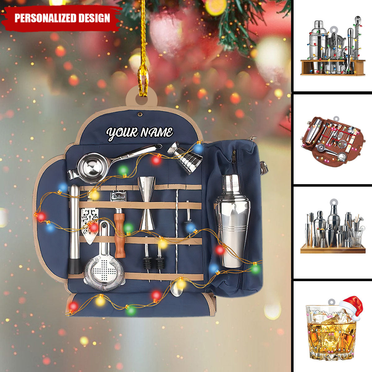 2024 New Release Personalized Cocktail Shaker Ornament-Gifts For Bartender Lover
