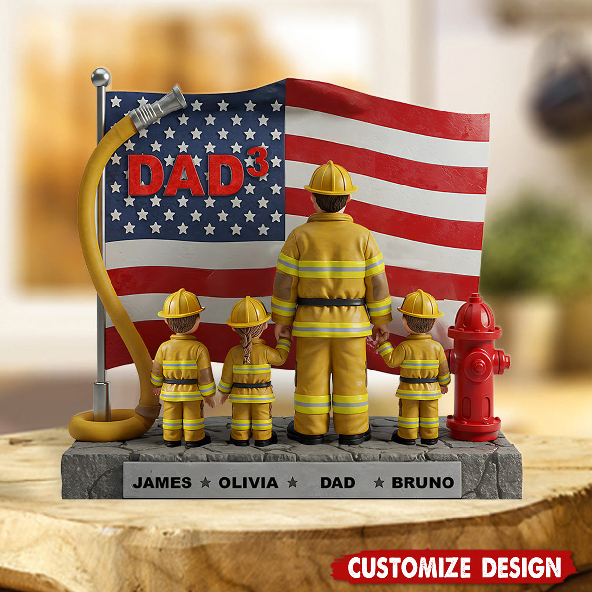 Firefighter Dad - Personalized Firefighter Shaped Acrylic Plaque