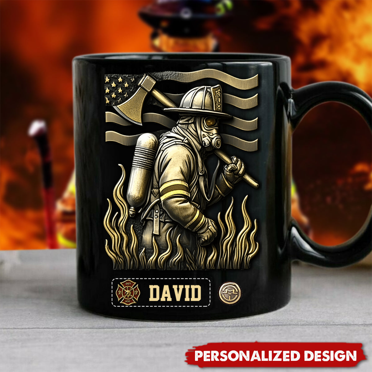 Proud Firefighter-Personalized Firefighter Black Mug
