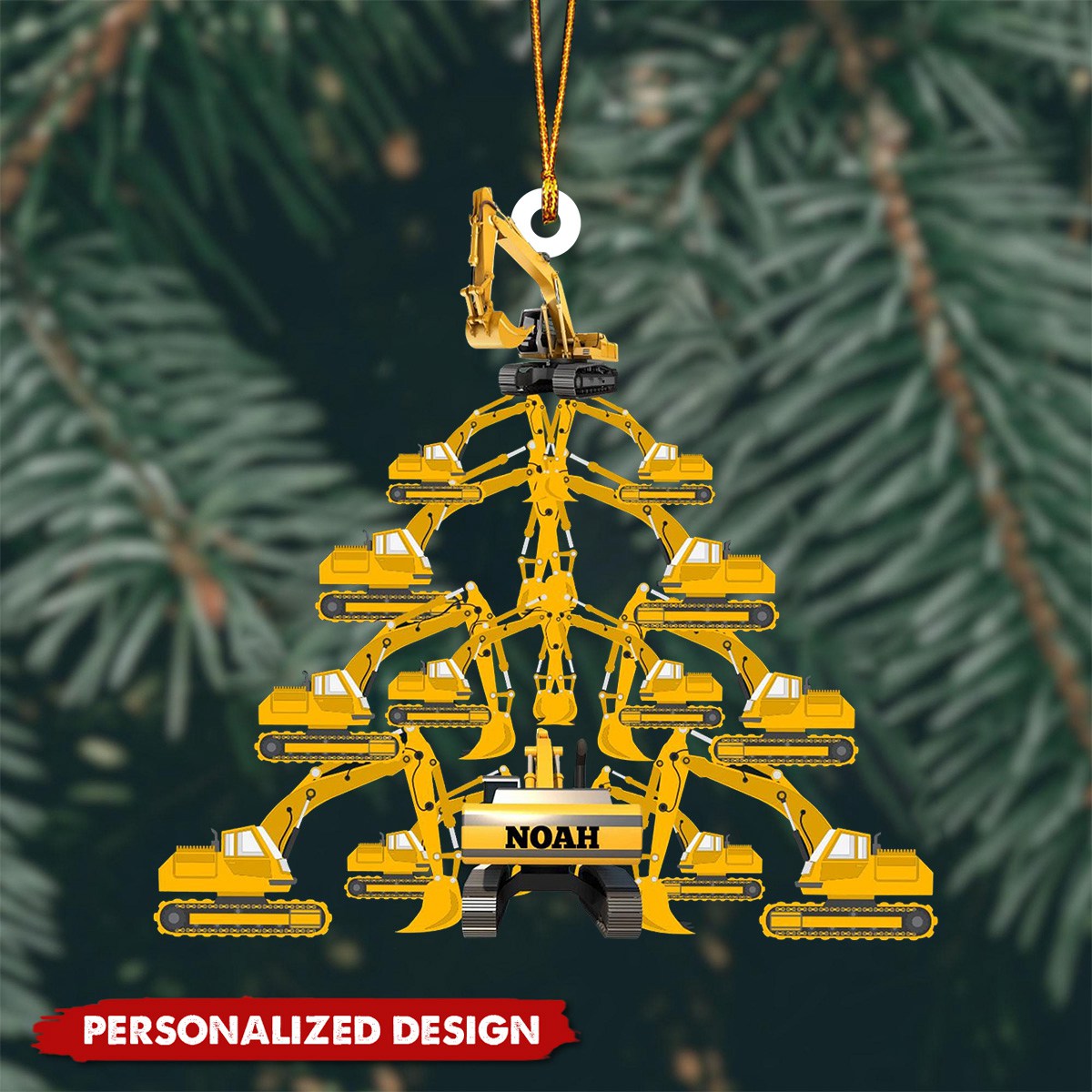 Personalized Excavator Construction Ornament-Gift For Kids-2024 New Release