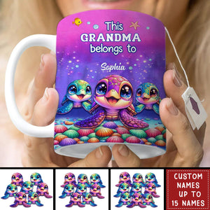 This Grandma belongs to Colorful Turtle Personalized Mug - Gift For Mother's Day