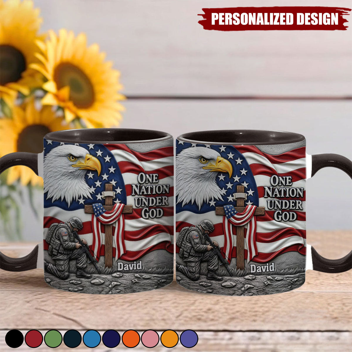 One Nation Under God-Personalized Bald Eagle Accent Mug