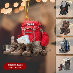 Personalized Hiking Christmas Ornament, Hiking Bag Ornament, Christmas Gift For Hiking Lovers, Xmas Tree Decor Gift For Camping Lover