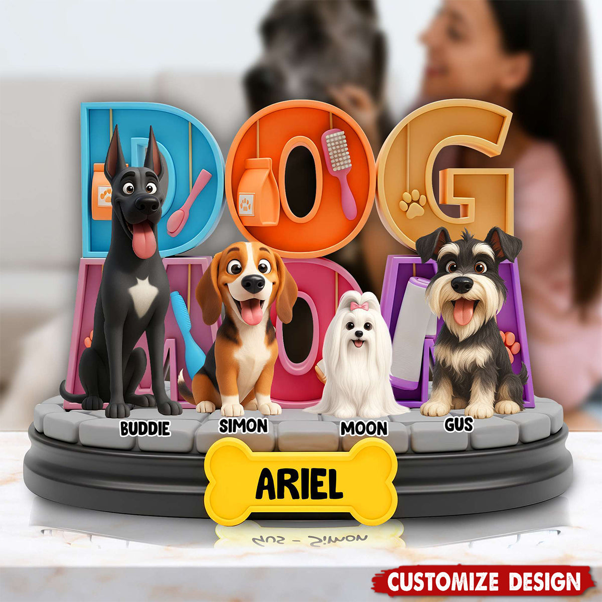 Adorable Dog Mom Dog Dad Acrylic Plaque - Personalized Gifts For Dog Lovers