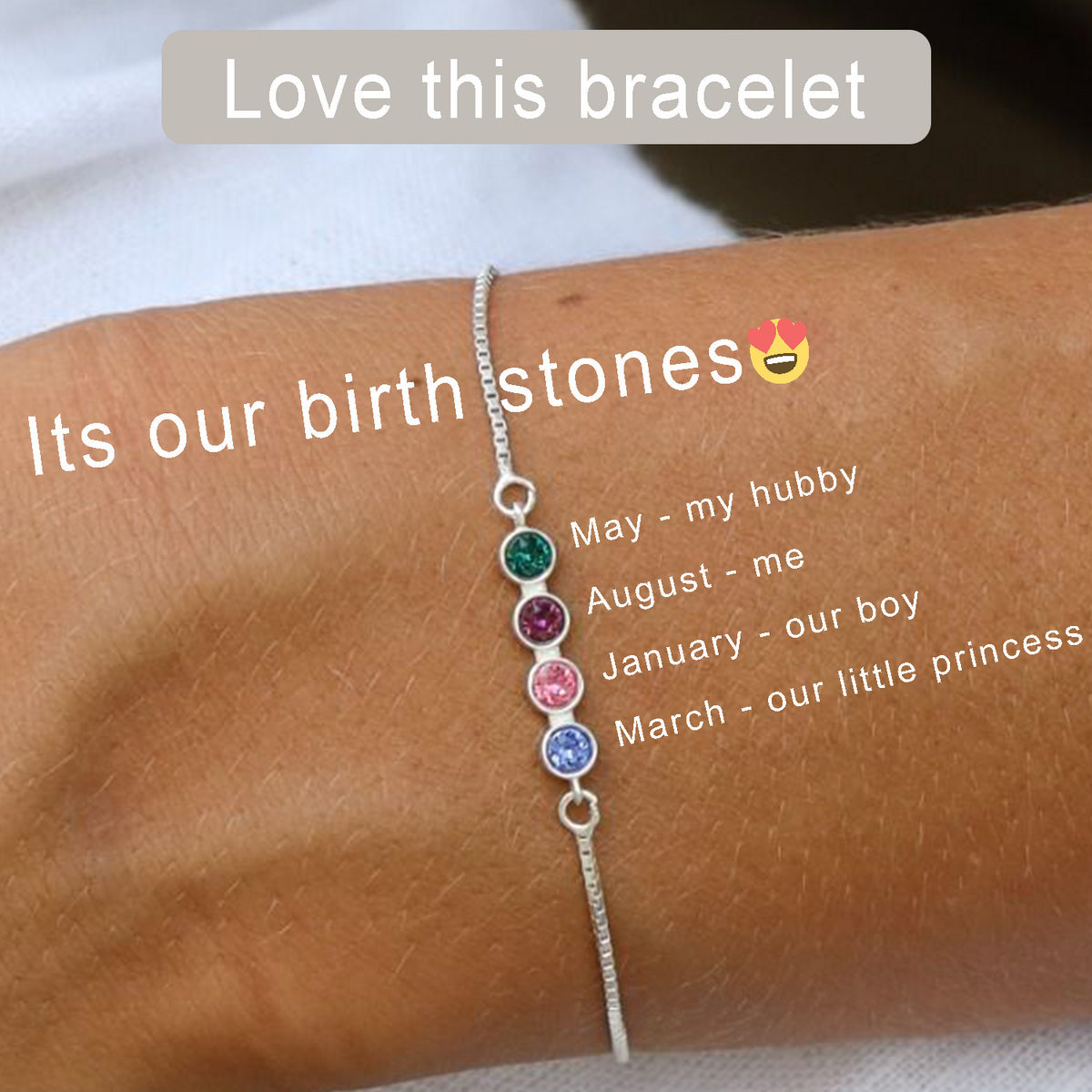 Personalized Stars Dainty Birthstone Bracelet, Mother Day Gift