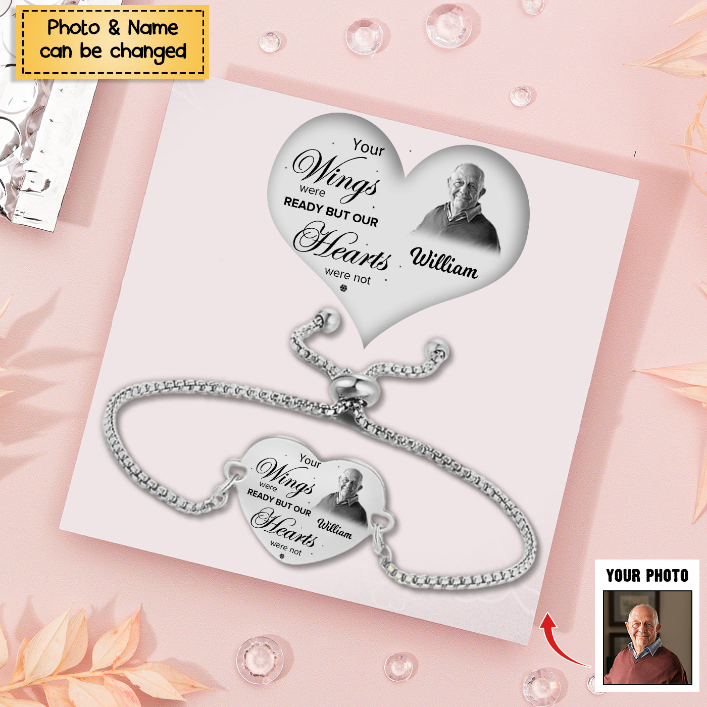 Your Wings Were Ready - Stainless Steel Personalized Bracelet